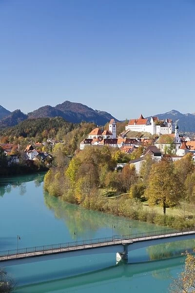 St. Mangs Abbey (Fussen Abbey) and Hohes Schloss castle, Fussen, Allgau, Allgau Alps, Bavaria, Germany, Europe