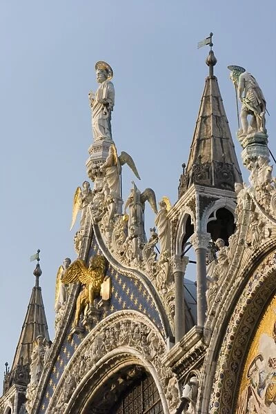 St. Mark and angels, detail of the facade of Basilica di San Marco (St