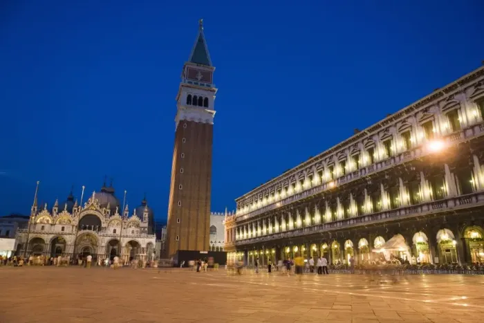 Framed Print : St. Marks Cathedral and Campanile in early evening, St Framed Print : St. Marks Cathedral and Campanile in early evening, St