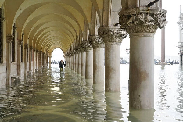 St. Marks Square during the high tide in Venice, November 2019, Venice, UNESCO