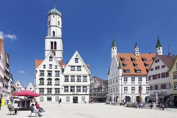 St. Martin church and town hall, market square, Biberach an der Riss, Upper Swabia, Baden Wurttemberg, Germany, Europe