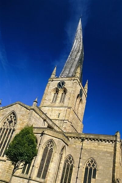 St Mary and All Saints Church with its twisted spire, Chesterfield, Derbyshire