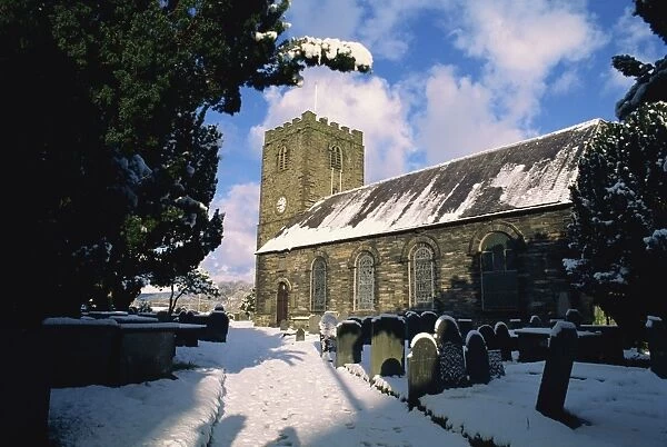 St Marys Anglican Church in winter with snow on the ground