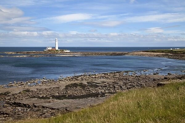 St. Marys Lighthouse on St. Marys Island, Whitley Bay, North Tyneside, Tyne and Wear, England, United Kingdom, Europe