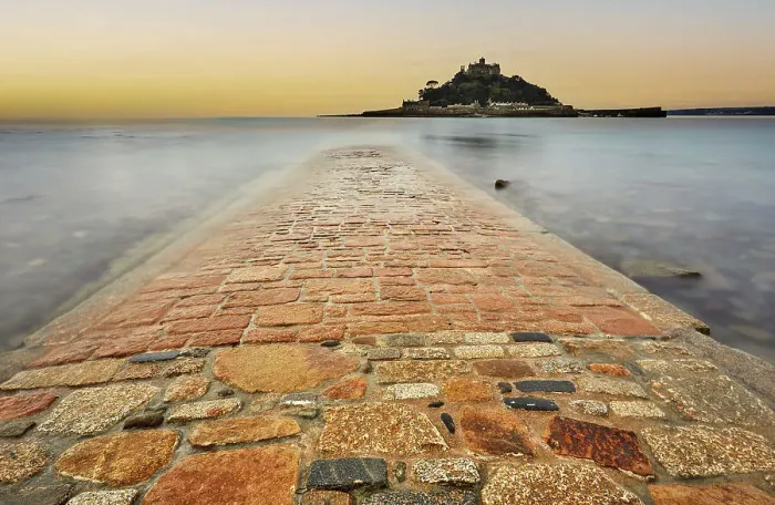 Framed Print : St. Michael's Mount in early morning light and a falling tide, with the causeway between the island and the mainland at Marazion still largely submerged, Marazion, near Penzance, Cornwall, England, United Kingdom, Europe Framed Print : St. Michael's Mount in early morning light and a falling tide, with the causeway between the island and the mainland at Marazion still largely submerged, Marazion, near Penzance, Cornwall, England, United Kingdom, Europe