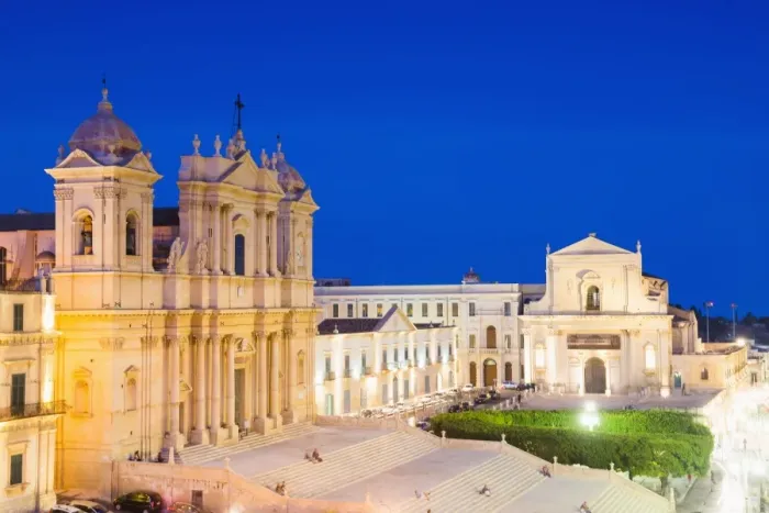Framed Print : St. Nicholas Cathedral (Noto Cathedral) and Church of San Salvatore in Piazza del Municipio at night, Noto, Val di Noto, UNESCO World Heritage Site, Sicily, Italy, Europe Framed Print : St. Nicholas Cathedral (Noto Cathedral) and Church of San Salvatore in Piazza del Municipio at night, Noto, Val di Noto, UNESCO World Heritage Site, Sicily, Italy, Europe