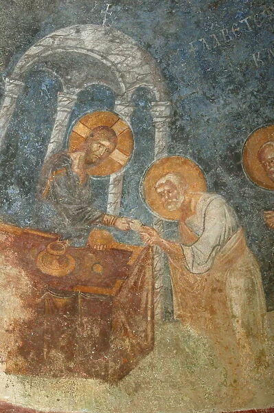 St. Nicholas church fresco of Jesus with apostle, Myra, Anatolia, Turkey, Asia Minor