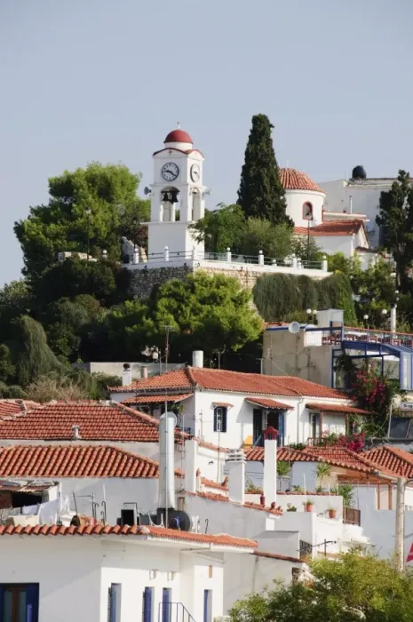 Framed Print : St. Nicholas Church at top of hill, Skiathos Town, Skiathos, Sporades Islands Framed Print : St. Nicholas Church at top of hill, Skiathos Town, Skiathos, Sporades Islands