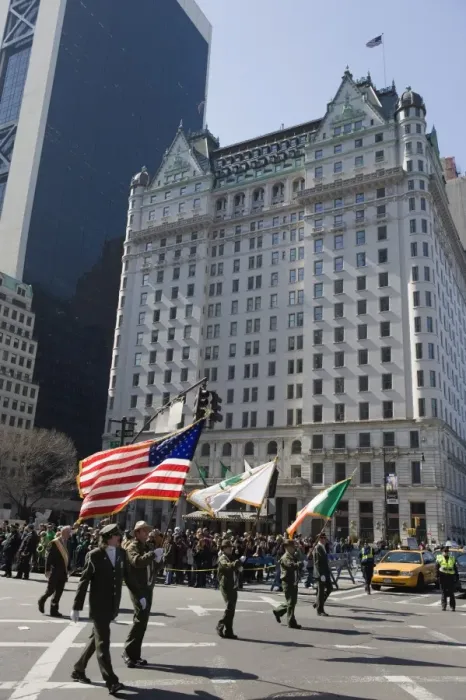 Framed Print : St. Patricks Day celebrations in front of The Plaza Hotel, 5th Avenue, Manhattan Framed Print : St. Patricks Day celebrations in front of The Plaza Hotel, 5th Avenue, Manhattan