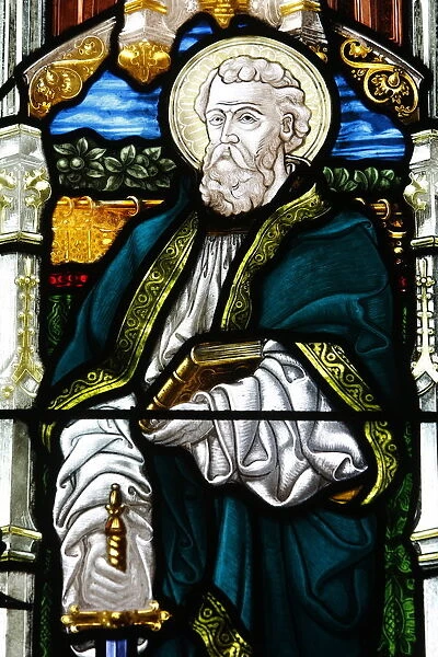 St. Paul, 19th century stained glass in St. Johns Anglican church, Sydney