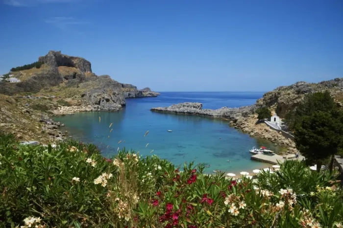 Framed Print : St. Paul Beach. Lindos, Rhodes, Dodecanese, Greek Islands, Greece, Europe Framed Print : St. Paul Beach. Lindos, Rhodes, Dodecanese, Greek Islands, Greece, Europe