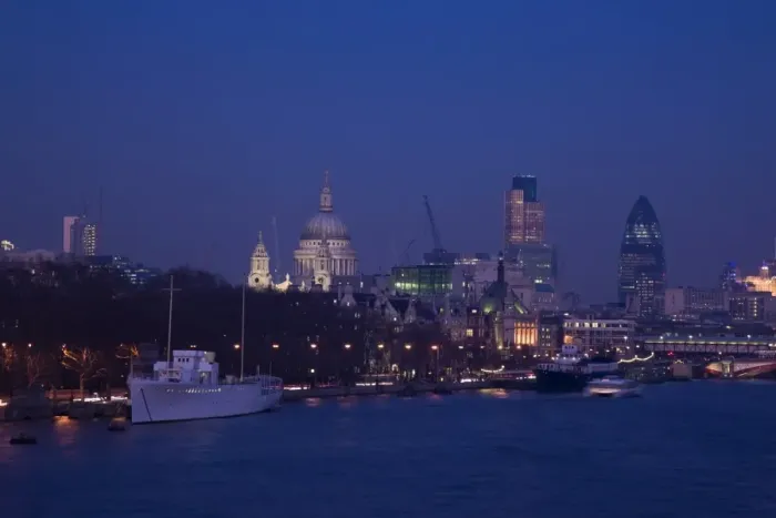 Framed Print : St. Pauls Cathedral and the City of London skyline at night, London Framed Print : St. Pauls Cathedral and the City of London skyline at night, London