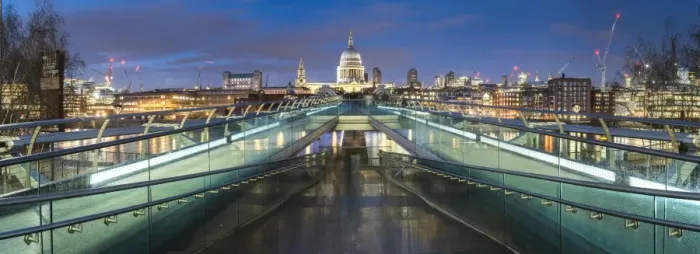 Framed Print : St. Pauls Cathedral at night, seen across Millennium Bridge, City of London, London Framed Print : St. Pauls Cathedral at night, seen across Millennium Bridge, City of London, London