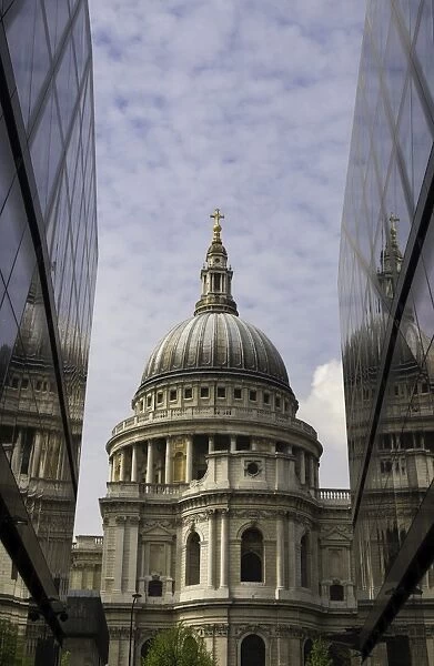 St. Pauls Cathedral taken from the One New Change shopping complex in the City of London, England, United Kingdom, Europe