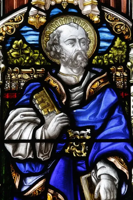 Framed Print : St. Peter, 19th century stained glass in St. Johns Anglican church, Sydney Framed Print : St. Peter, 19th century stained glass in St. Johns Anglican church, Sydney