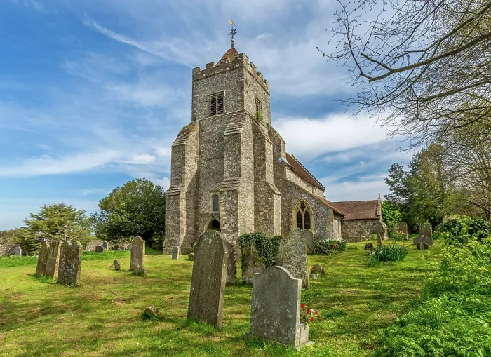 Framed Print : St Peter's Church in the village of Firle, East Sussex, England, UK. It dates from the 12th Century and is still in use today Framed Print : St Peter's Church in the village of Firle, East Sussex, England, UK. It dates from the 12th Century and is still in use today