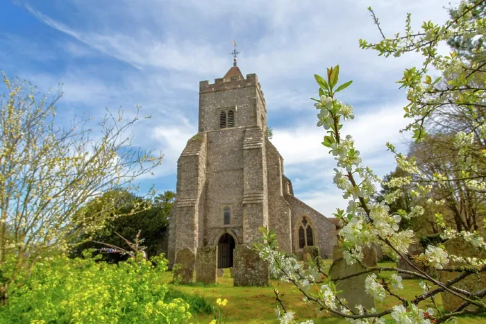 Framed Print : St Peter's Church in the village of Firle, East Sussex, England, UK. It dates from the 12th Century and is still in use today Framed Print : St Peter's Church in the village of Firle, East Sussex, England, UK. It dates from the 12th Century and is still in use today