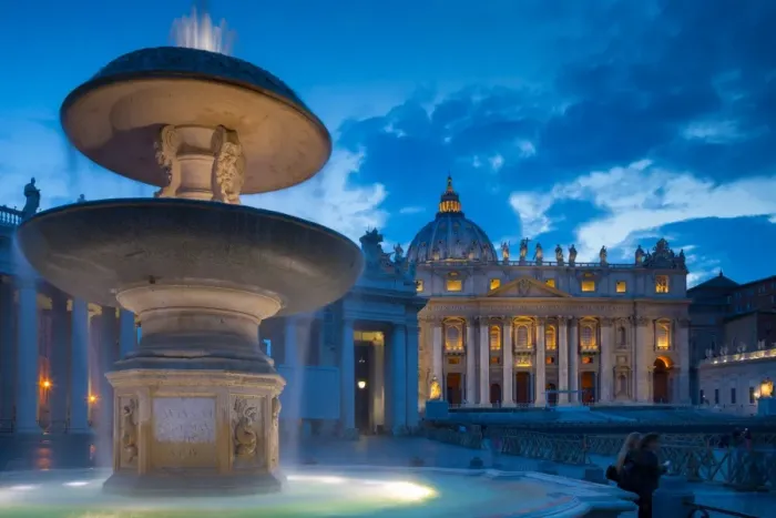 Framed Print : St. Peters and Piazza San Pietro at dusk, Vatican City, UNESCO World Heritage Site Framed Print : St. Peters and Piazza San Pietro at dusk, Vatican City, UNESCO World Heritage Site