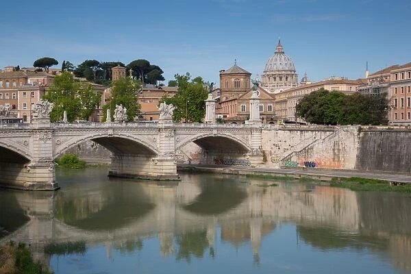 St. Peters and River Tiber, Rome, Lazio, Italy, Europe