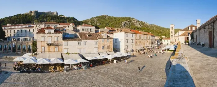 Framed Print : St. Stephens Square (Trg Svetog Stjepana) and St. Stephens Cathedral, Hvar Town, Hvar Island, Dalmatian Coast, Croatia, Europe Framed Print : St. Stephens Square (Trg Svetog Stjepana) and St. Stephens Cathedral, Hvar Town, Hvar Island, Dalmatian Coast, Croatia, Europe