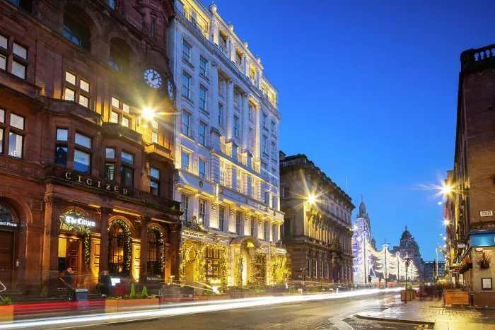 Framed Print : St. Vincent Street at dusk, Glasgow, Scotland, United Kingdom, Europe Framed Print : St. Vincent Street at dusk, Glasgow, Scotland, United Kingdom, Europe