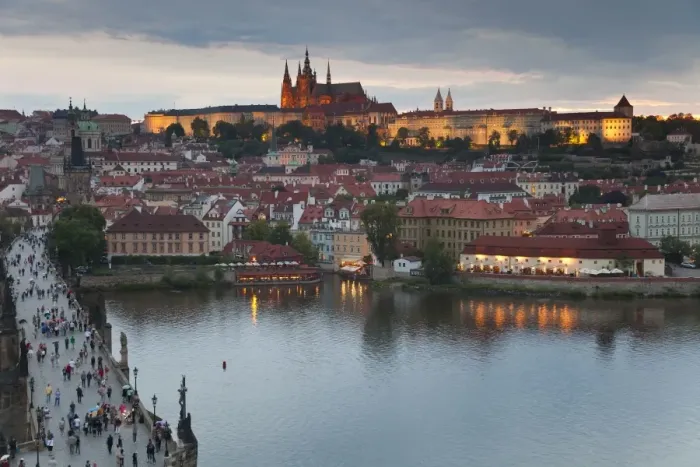 Framed Print : St. Vitus Cathedral, Charles Bridge, River Vltava and the Castle District illuminated at night, UNESCO World Heritage Site, Prague, Czech Republic, Europe Framed Print : St. Vitus Cathedral, Charles Bridge, River Vltava and the Castle District illuminated at night, UNESCO World Heritage Site, Prague, Czech Republic, Europe