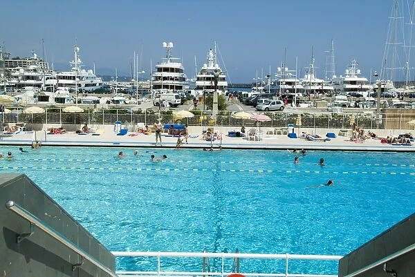 Stade Nautique Rainier III (huge public swimming pool), Condamine, Monaco, Europe