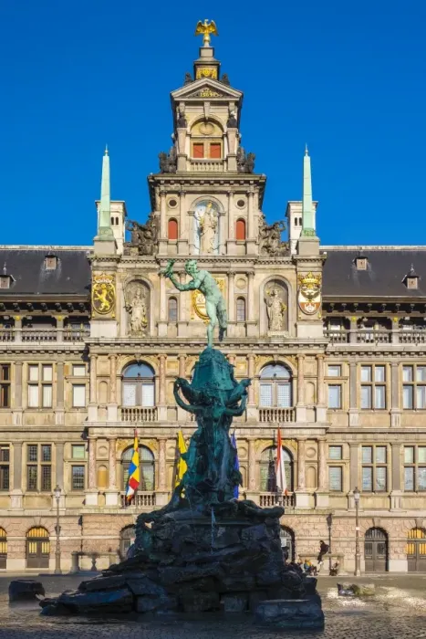 Framed Print : Stadhuis city hall and statue of Silvius Brabo on Grote Markt square, Antwerp (Antwerpen) Framed Print : Stadhuis city hall and statue of Silvius Brabo on Grote Markt square, Antwerp (Antwerpen)