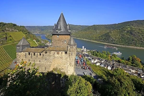 Stahleck Castle near Bacharach, Rhine Valley, Rhineland-Palatinate, Germany, Europe