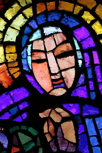 Stained glass by Alexandre Cingria of The Virgin Mary, Notre-Dame des Alpes church