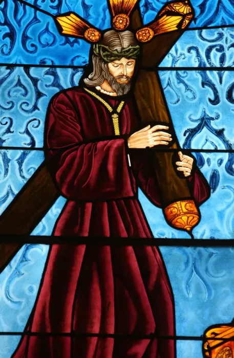 Framed Print : Stained glass of Jesus carrying his cross, San Jeronimos church, Madrid, Spain Framed Print : Stained glass of Jesus carrying his cross, San Jeronimos church, Madrid, Spain