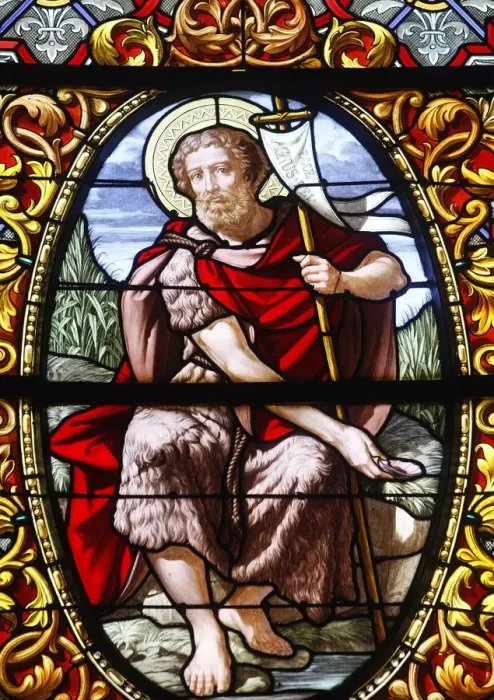 Framed Print : Stained glass of John the Baptist, Saint-Louis cathedral, Versailles, France, Europe Framed Print : Stained glass of John the Baptist, Saint-Louis cathedral, Versailles, France, Europe