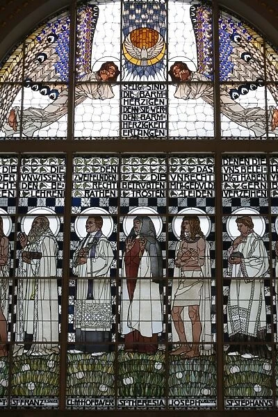 Stained glass by Koloman Moser, Am Steinhof church, Vienna, Austria, Europe