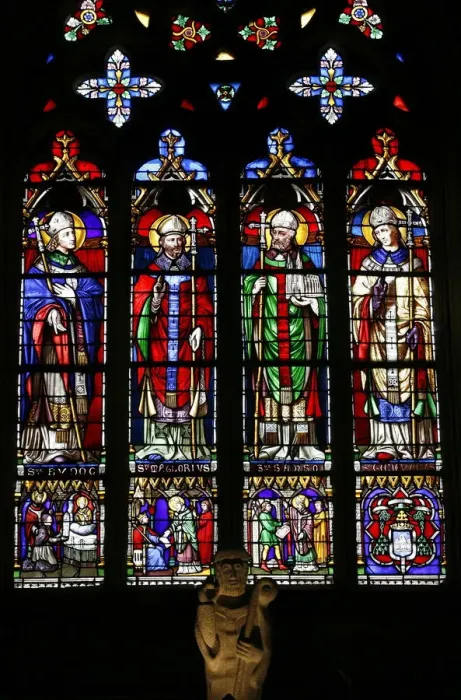 Framed Print : Stained glass of saints from Brittany, including St. Samson, Saint-Samson cathedral Framed Print : Stained glass of saints from Brittany, including St. Samson, Saint-Samson cathedral