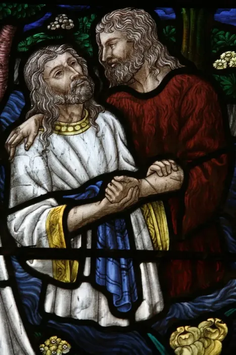 Framed Print : Stained glass of St. John baptising Jesus, Jerusalem, Israel, Middle East Framed Print : Stained glass of St. John baptising Jesus, Jerusalem, Israel, Middle East