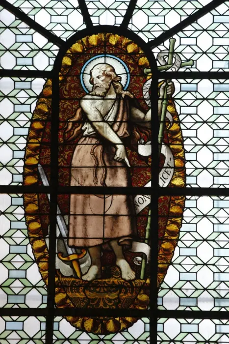 Framed Print : Stained glass in St. Sulpice basilica, Paris, France, Europe