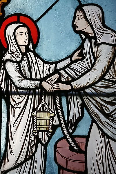 Stained glass window by Alfred Gerente depicting the life of Sainte Genevieve