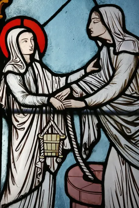Framed Print : Stained glass window by Alfred Gerente depicting the life of Sainte Genevieve Framed Print : Stained glass window by Alfred Gerente depicting the life of Sainte Genevieve