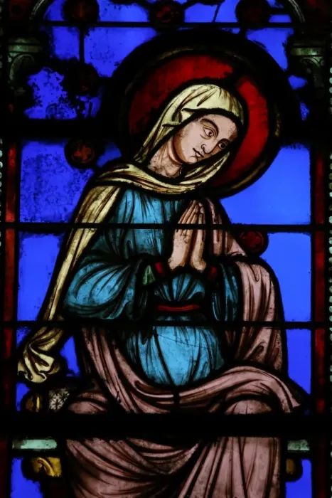 Framed Print : Stained glass window depicting the Virgin Mary, The Holy Chapel (La Sainte-Chapelle), Paris, France, Europe Framed Print : Stained glass window depicting the Virgin Mary, The Holy Chapel (La Sainte-Chapelle), Paris, France, Europe