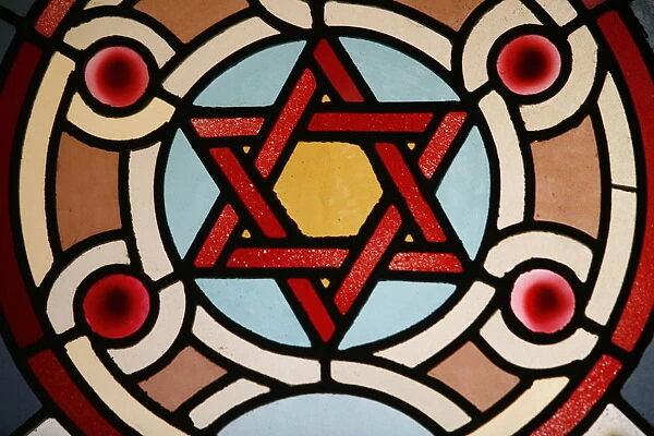 Stained glass window in Eldrige Street Synagogue, Manhattan, New York