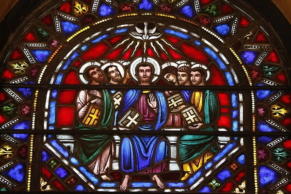 Stained glass window of Jesus and the 12 Apostles, St. Barths Church, New York