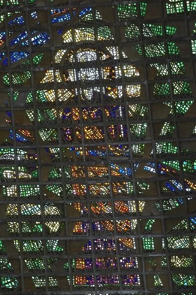 Stained glass window of Metropolitan Cathedral of St. Sebastian, Centro, Rio de Janeiro, Brazil, South America