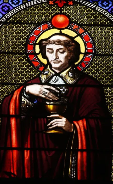 Framed Print : Stained glass window of St. Martin in Saint-Ambroise church, Paris, France, Europe Framed Print : Stained glass window of St. Martin in Saint-Ambroise church, Paris, France, Europe