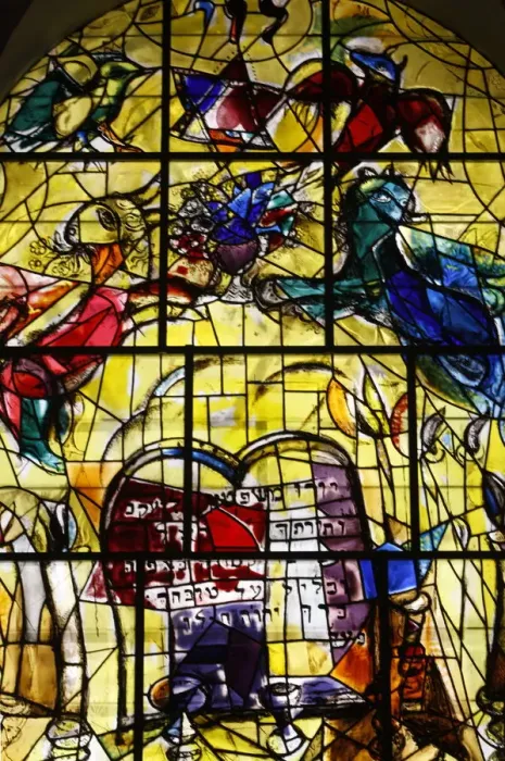 Framed Print : Stained glass window in the Synagogue of the Hadassah hospital showing the Tribes of Framed Print : Stained glass window in the Synagogue of the Hadassah hospital showing the Tribes of