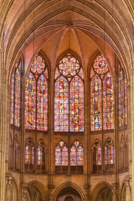 Framed Print : Stained glass windows above the choir in Saint-Pierre-et-Saint-Paul de Troyes cathedral, in Gothic style, dating from around 1200, Troyes, Aube, Champagne-Ardennes, France, Europe