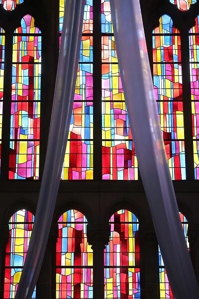 Stained glass windows, Church of Notre-Dame du Perpetuel Secours, Paris, France, Europe