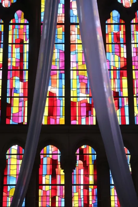 Framed Print : Stained glass windows, Church of Notre-Dame du Perpetuel Secours, Paris, France, Europe Framed Print : Stained glass windows, Church of Notre-Dame du Perpetuel Secours, Paris, France, Europe