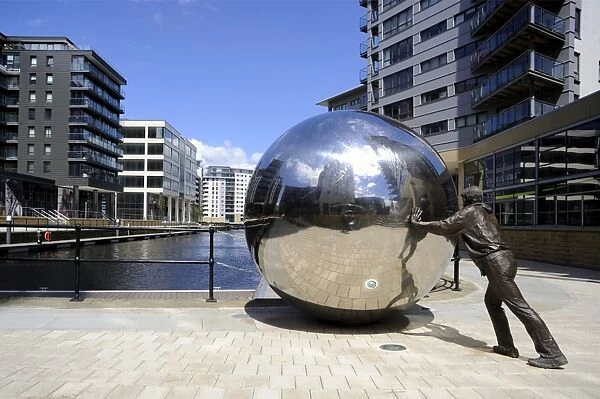Stainless steel sculpture by Kevin Atherton, Clarence Dock, Leeds, West Yorkshire