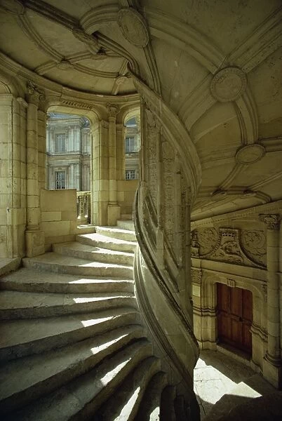 Staircase in the interior of the castle at Blois, Centre, France, Europe