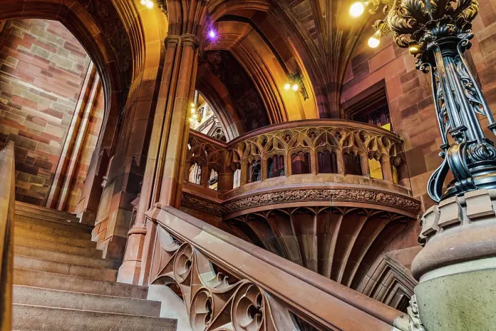 Framed Print : Staircase in John Rylands Neo-Gothic Library with rare books, Manchester, England, United Kingdom, Europe Framed Print : Staircase in John Rylands Neo-Gothic Library with rare books, Manchester, England, United Kingdom, Europe